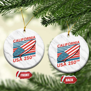 California USA 250th Anniversary Ceramic Ornament US Semiquincentennial Patriotic Surfboard Graphic TS02 1pc White Marble Print Your Wear