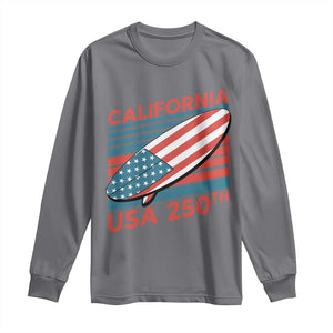 California USA 250th Anniversary Long Sleeve Shirt US Semiquincentennial Patriotic Surfboard Graphic TS02 Charcoal Print Your Wear