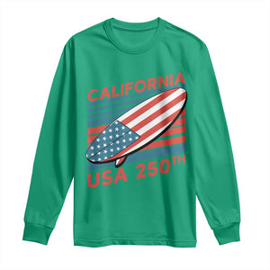 California USA 250th Anniversary Long Sleeve Shirt US Semiquincentennial Patriotic Surfboard Graphic TS02 Irish Green Print Your Wear