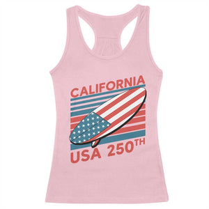 California USA 250th Anniversary Racerback Tank Top US Semiquincentennial Patriotic Surfboard Graphic TS02 Light Pink Print Your Wear