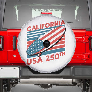 California USA 250th Anniversary Spare Tire Cover US Semiquincentennial Patriotic Surfboard Graphic TS02 White Print Your Wear