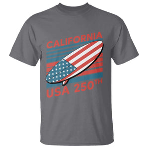 California USA 250th Anniversary T Shirt US Semiquincentennial Patriotic Surfboard Graphic TS02 Charcoal Print Your Wear