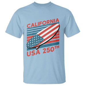 California USA 250th Anniversary T Shirt US Semiquincentennial Patriotic Surfboard Graphic TS02 Light Blue Print Your Wear