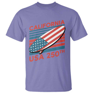 California USA 250th Anniversary T Shirt US Semiquincentennial Patriotic Surfboard Graphic TS02 Violet Print Your Wear