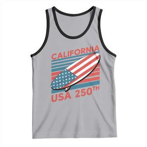 California USA 250th Anniversary Tank Top US Semiquincentennial Patriotic Surfboard Graphic TS02 Athletic Heather Black Print Your Wear