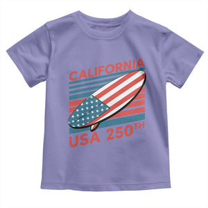California USA 250th Anniversary Toddler T Shirt US Semiquincentennial Patriotic Surfboard Graphic TS02 Violet Print Your Wear