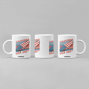 California USA 250th Anniversary Coffee Mug US Semiquincentennial Patriotic Surfboard Graphic TS02 Print Your Wear