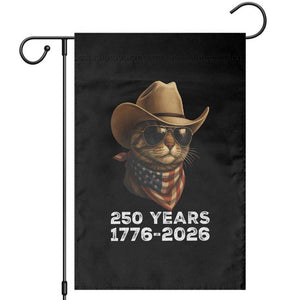 Cool Cowboy Cat 250 Years Garden Flag Funny Patriotic 1776 to 2026 US Semiquincentennial TS02 Black Print Your Wear