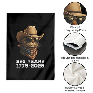Cool Cowboy Cat 250 Years Garden Flag Funny Patriotic 1776 to 2026 US Semiquincentennial TS02 Print Your Wear