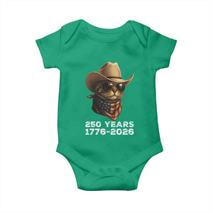 Cool Cowboy Cat 250 Years Baby Onesie Funny Patriotic 1776 to 2026 US Semiquincentennial TS02 Irish Green Print Your Wear