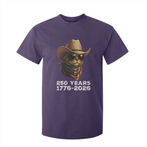 Cool Cowboy Cat 250 Years T Shirt For Kid Funny Patriotic 1776 to 2026 US Semiquincentennial TS02 Purple Print Your Wear