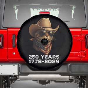 Cool Cowboy Cat 250 Years Spare Tire Cover Funny Patriotic 1776 to 2026 US Semiquincentennial TS02 Black Print Your Wear