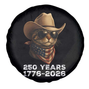 Cool Cowboy Cat 250 Years Spare Tire Cover Funny Patriotic 1776 to 2026 US Semiquincentennial TS02 Print Your Wear