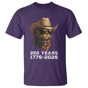 Cool Cowboy Cat 250 Years T Shirt Funny Patriotic 1776 to 2026 US Semiquincentennial TS02 Purple Print Your Wear