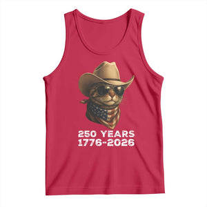 Cool Cowboy Cat 250 Years Tank Top Funny Patriotic 1776 to 2026 US Semiquincentennial TS02 Red Print Your Wear