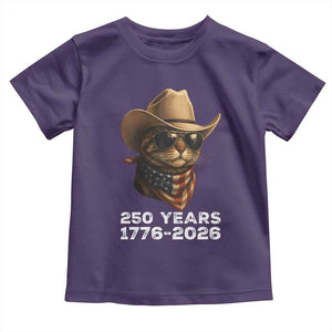 Cool Cowboy Cat 250 Years Toddler T Shirt Funny Patriotic 1776 to 2026 US Semiquincentennial TS02 Purple Print Your Wear