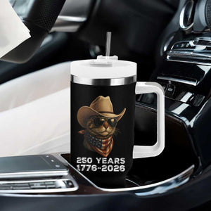 Cool Cowboy Cat 250 Years Tumbler With Handle Funny Patriotic 1776 to 2026 US Semiquincentennial TS02 Print Your Wear