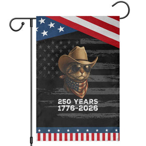 Cool Cowboy Cat 250 Years Garden Flag Funny Patriotic 1776 to 2026 US Semiquincentennial TS02 Distressed Black Blue Print Your Wear