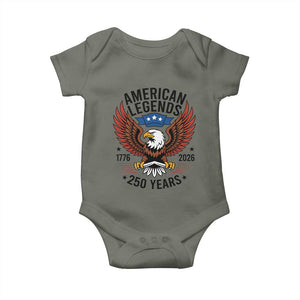 American Legends Eagle Baby Onesie 250 Years Patriotic Heritage 1776 to 2026 Semiquincentennial TS02 Military Green Print Your Wear