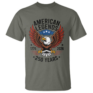 American Legends Eagle T Shirt 250 Years Patriotic Heritage 1776 to 2026 Semiquincentennial TS02 Military Green Print Your Wear