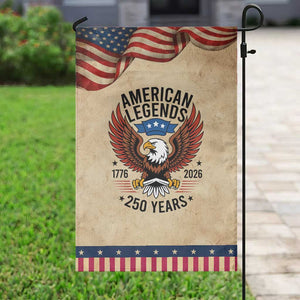American Legends Eagle Garden Flag 250 Years Patriotic Heritage 1776 to 2026 Semiquincentennial TS02 Vintage Rustic Tan Navy Print Your Wear