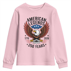 American Legends Eagle Youth Sweatshirt 250 Years Patriotic Heritage 1776 to 2026 Semiquincentennial TS02 Light Pink Print Your Wear
