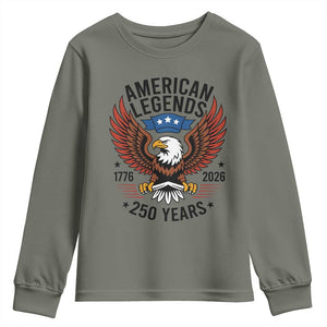 American Legends Eagle Youth Sweatshirt 250 Years Patriotic Heritage 1776 to 2026 Semiquincentennial TS02 Military Green Print Your Wear