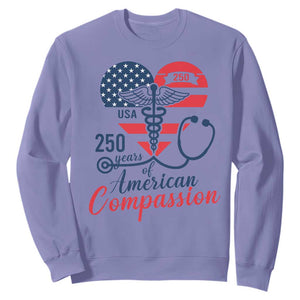 250 Years of American Compassion Sweatshirt Patriotic Medical Worker TS02 Violet Print Your Wear