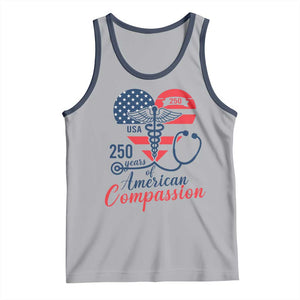 250 Years of American Compassion Tank Top Patriotic Medical Worker TS02 Athletic Heather Navy Print Your Wear