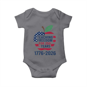 Teaching Freedom for 250 Years Baby Onesie Patriotic Teacher Tee 1776 to 2026 Semiquincentennial TS02 Charcoal Print Your Wear
