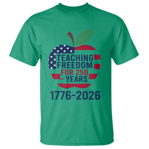 Teaching Freedom for 250 Years T Shirt Patriotic Teacher Tee 1776 to 2026 Semiquincentennial TS02 Irish Green Print Your Wear