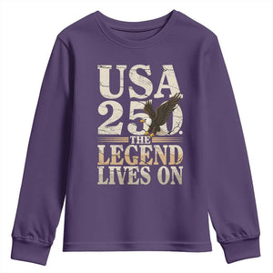 USA 250 The Legend Lives On Youth Sweatshirt Patriotic Eagle for Semiquincentennial 2026 TS02 Purple Print Your Wear