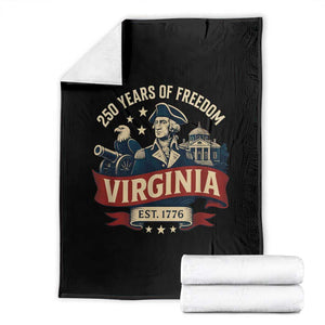 Virginia 250 Years of Freedom Throw Blanket George Washington Patriotic State Pride Est. 1776 TS02 Black Print Your Wear