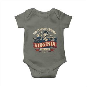 Virginia 250 Years of Freedom Baby Onesie George Washington Patriotic State Pride Est. 1776 TS02 Military Green Print Your Wear