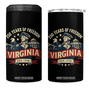 Virginia 250 Years of Freedom 4 in 1 Can Cooler Tumbler George Washington Patriotic State Pride Est. 1776 TS02 One Size: 16 oz Black Print Your Wear