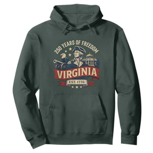 Virginia 250 Years of Freedom Hoodie George Washington Patriotic State Pride Est. 1776 TS02 Dark Forest Green Print Your Wear