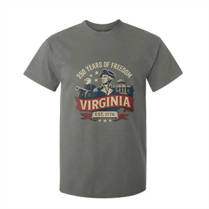 Virginia 250 Years of Freedom T Shirt For Kid George Washington Patriotic State Pride Est. 1776 TS02 Military Green Print Your Wear