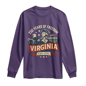 Virginia 250 Years of Freedom Long Sleeve Shirt George Washington Patriotic State Pride Est. 1776 TS02 Purple Print Your Wear