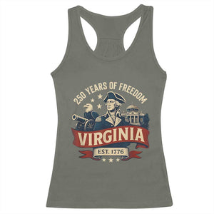 Virginia 250 Years of Freedom Racerback Tank Top George Washington Patriotic State Pride Est. 1776 TS02 Military Green Print Your Wear