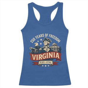 Virginia 250 Years of Freedom Racerback Tank Top George Washington Patriotic State Pride Est. 1776 TS02 Royal Blue Print Your Wear