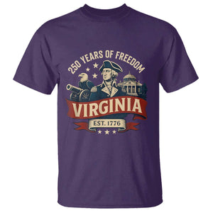 Virginia 250 Years of Freedom T Shirt George Washington Patriotic State Pride Est. 1776 TS02 Purple Print Your Wear