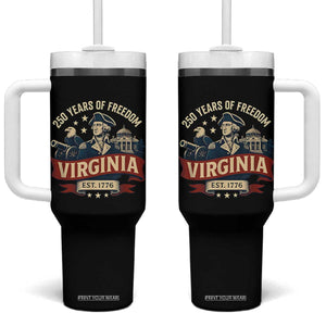 Virginia 250 Years of Freedom Tumbler With Handle George Washington Patriotic State Pride Est. 1776 TS02 One Size: 40 oz Black Print Your Wear