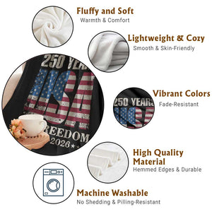 USA Flag 250 Years of Freedom Throw Blanket Vintage Patriotic 1776 to 2026 Semiquincentennial TS02 Print Your Wear