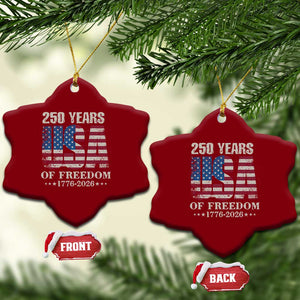 USA Flag 250 Years of Freedom Ceramic Ornament Vintage Patriotic 1776 to 2026 Semiquincentennial TS02 Print Your Wear