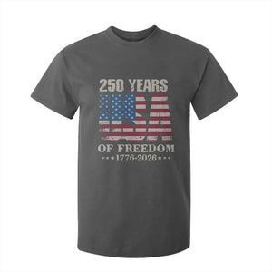 USA Flag 250 Years of Freedom T Shirt For Kid Vintage Patriotic 1776 to 2026 Semiquincentennial TS02 Dark Heather Print Your Wear