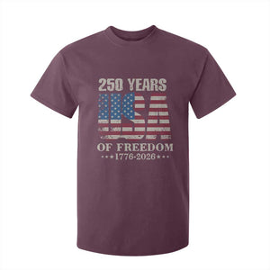 USA Flag 250 Years of Freedom T Shirt For Kid Vintage Patriotic 1776 to 2026 Semiquincentennial TS02 Maroon Print Your Wear