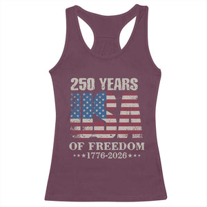 USA Flag 250 Years of Freedom Racerback Tank Top Vintage Patriotic 1776 to 2026 Semiquincentennial TS02 Maroon Print Your Wear