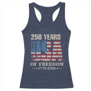 USA Flag 250 Years of Freedom Racerback Tank Top Vintage Patriotic 1776 to 2026 Semiquincentennial TS02 Navy Print Your Wear