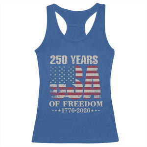 USA Flag 250 Years of Freedom Racerback Tank Top Vintage Patriotic 1776 to 2026 Semiquincentennial TS02 Royal Blue Print Your Wear