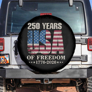 USA Flag 250 Years of Freedom Spare Tire Cover Vintage Patriotic 1776 to 2026 Semiquincentennial TS02 No hole Black Print Your Wear